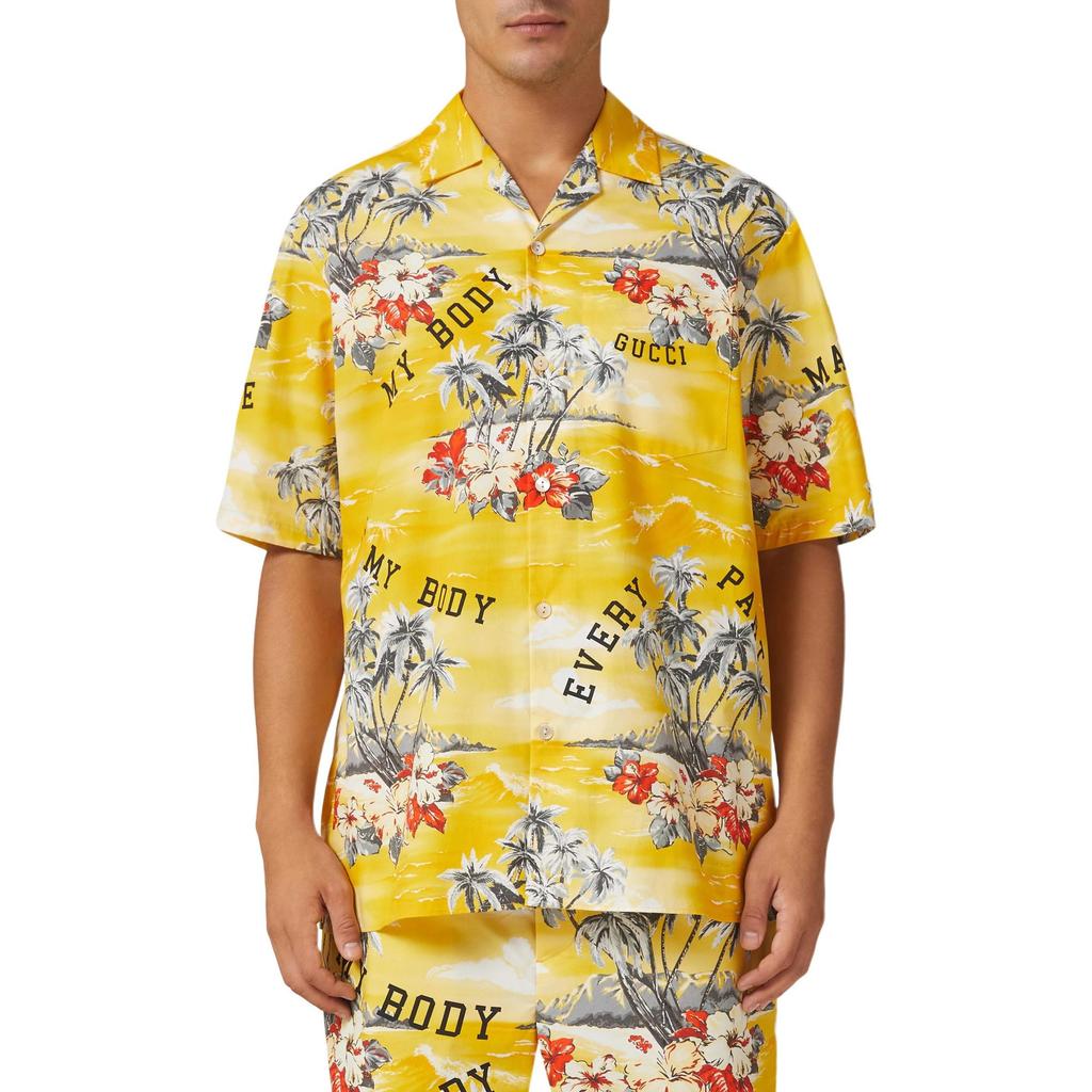 Gucci Printed Cotton Poplin Bowling Shirt 694124-ZAJSS-7371