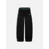 Double Waistband Distressed Loose Sweatpants Streetwear Plaid Patchwork Drawstring Wide Leg Trousers