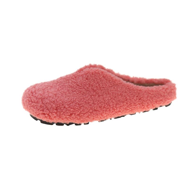 Autumn and Winter Simple Lazy Bag Head Wool Shoes Lamb Wool Lazy Half Drag Warm Outer Flat Slippers