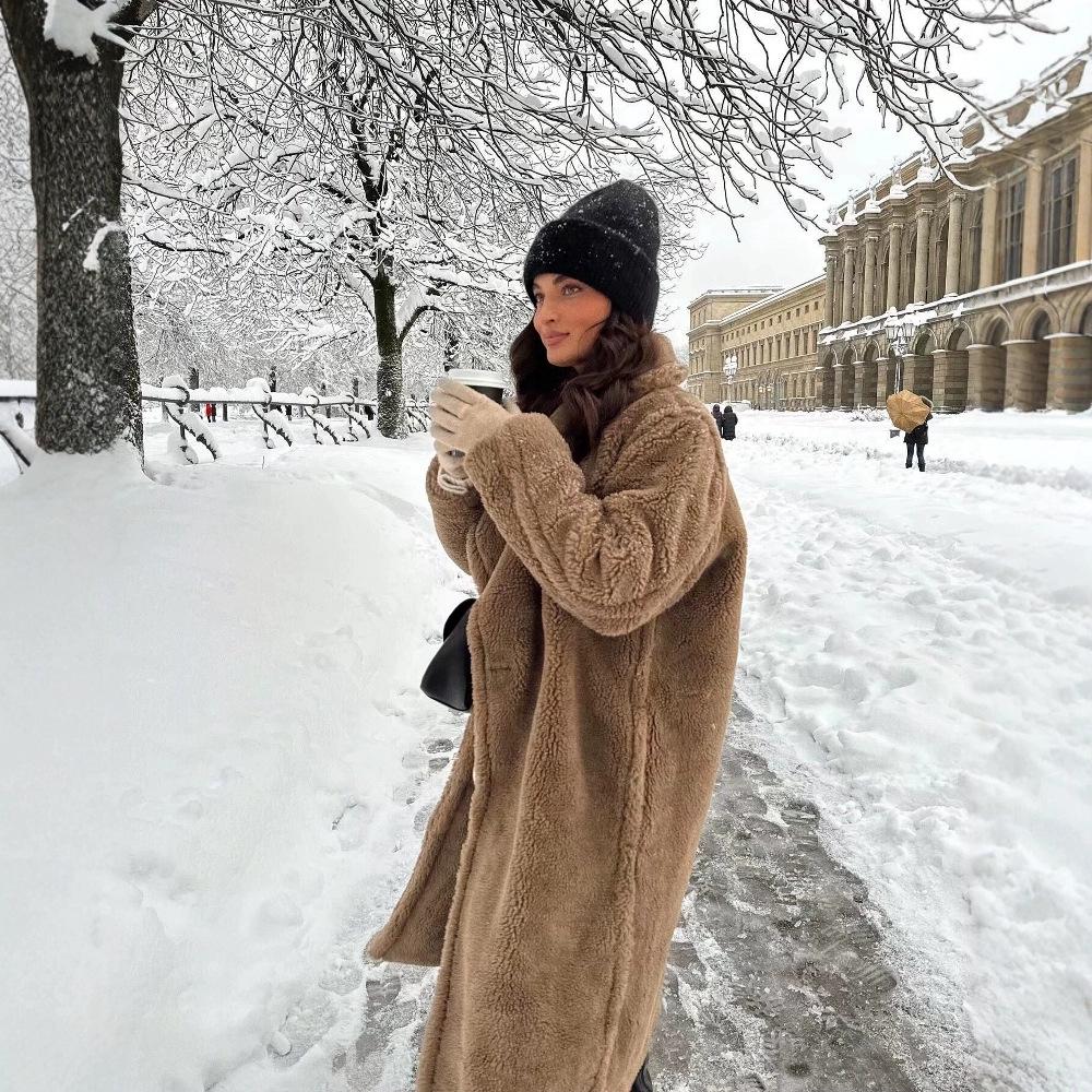 Doppelreihiger Wollfleece-Mantel - Dicke warme Herbst-/Winter-Überbekleidung für europäische und amerikanische Märkte (1255700)