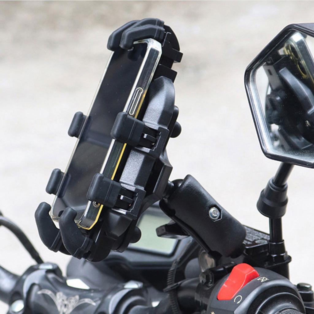 Quick Release Motorcycle Phone Holder with Anti Vibration Arms No Tools Installation Upgrades for Smartphones