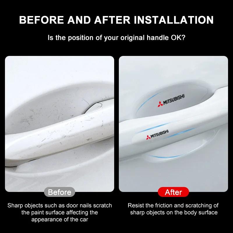 2025 Transparente Auto-Türgriff-Schalen-Zieraufkleber für Mitsubishi Outlander Lancer 10 9 ASX RALLIART Eclipse L200 Pajero