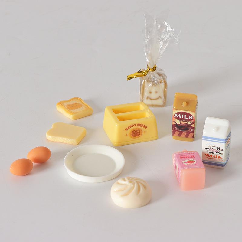 Miniature Dollhouse Breakfast Set: Toaster & Milk Kitchen Accessories Toy