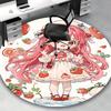 1pc Strawberry Anime Girl Round Carpet Office Chair Mat, Non Slip Rug for Home Decor, Gift, Office, Living Room, Bedroom