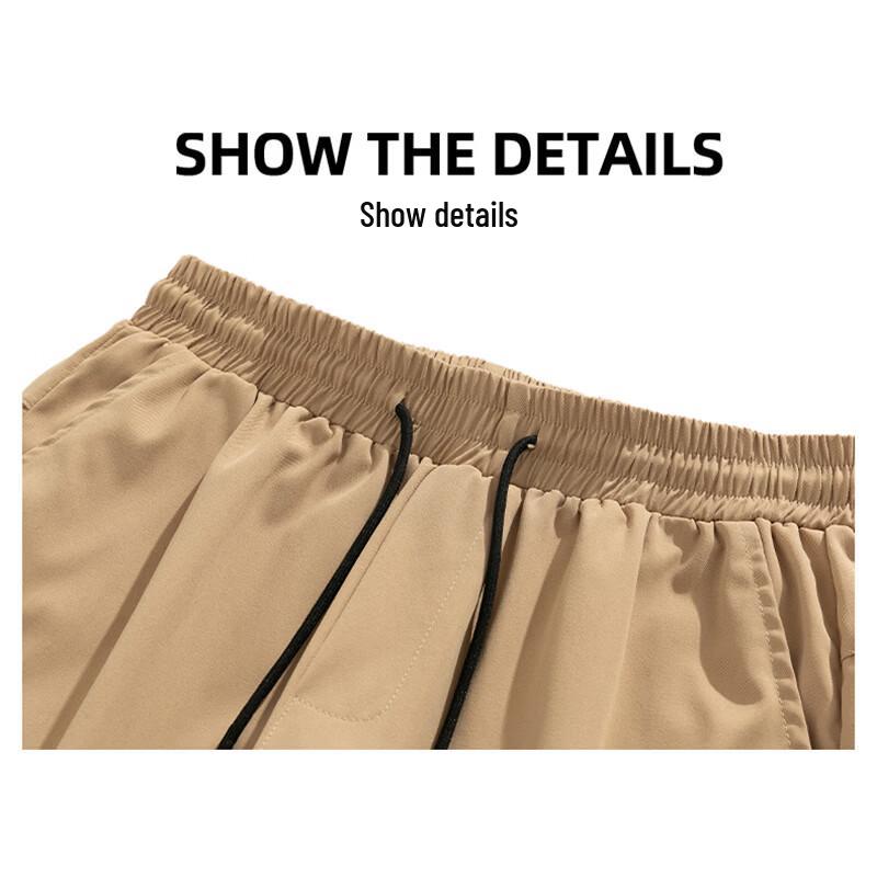 ROMON Men's Summer Ice Silk Casual 3/4 Cargo Shorts