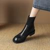 Krazing Pot Microfiber Autumn Winter Shoes Thick Med Heels Size 43 Chelsea Boots Back Knitwear Stretch Ankle Boots