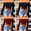Women Summer Casual Off Shoulder Tank Top Stylish Long Sleeve Crop Top Shirt
