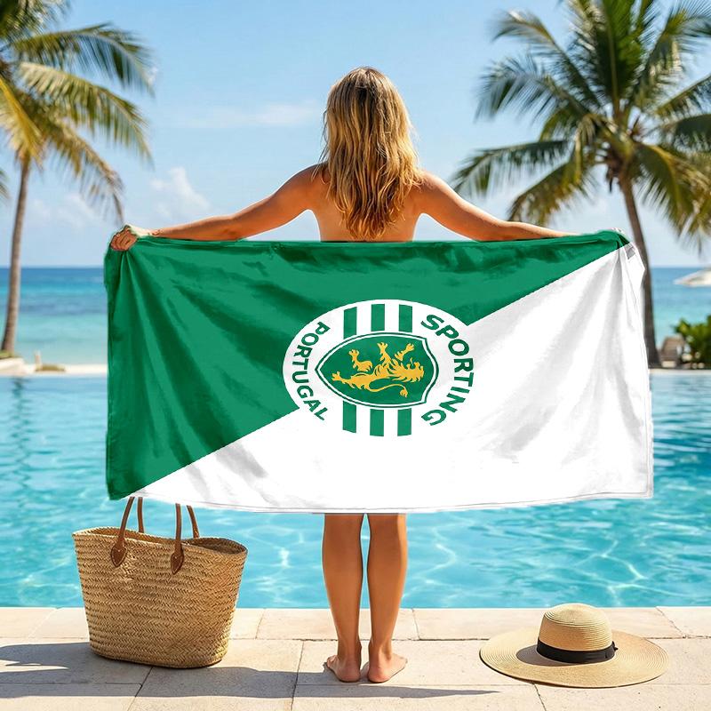 Asciugamano da Spiaggia Sporting CP FC Stampa Asciugatura Rapida Microfibra Assorbente Portatile da Viaggio Asciugamano da Nuoto