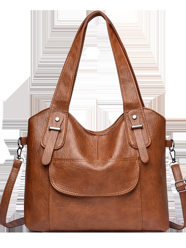 Women's Crossbody Tote - Trendy Soft Leather Large-Capacity Shoulder Bag for Middle-Aged Women
