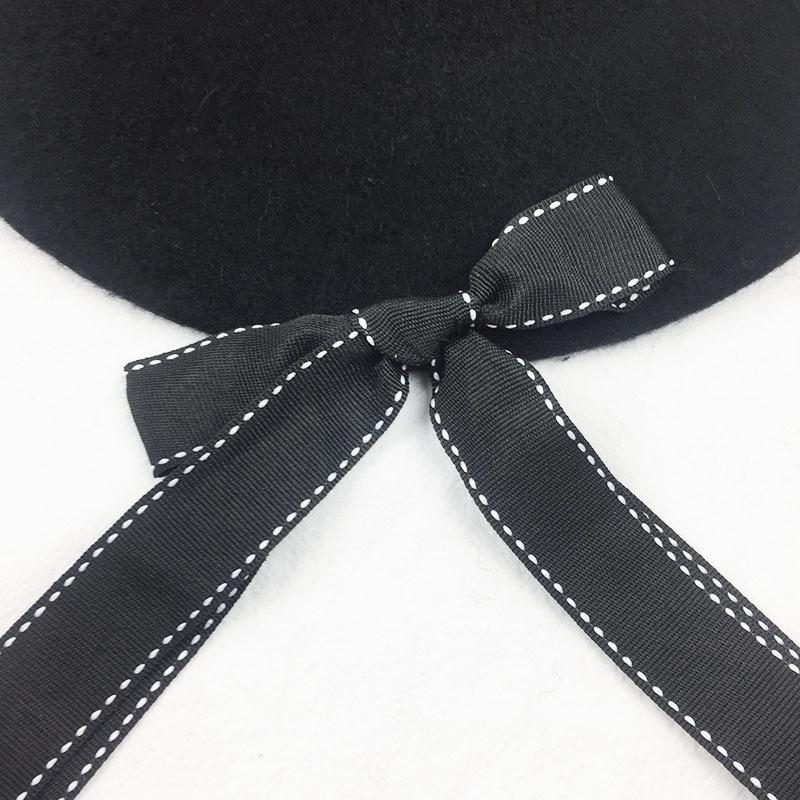WTEMPO Women's Autumn Winter Cold-proof Windproof Solid Color Black Bow Hats Women's Verstaile Casual Retro Elegant Warm Hats