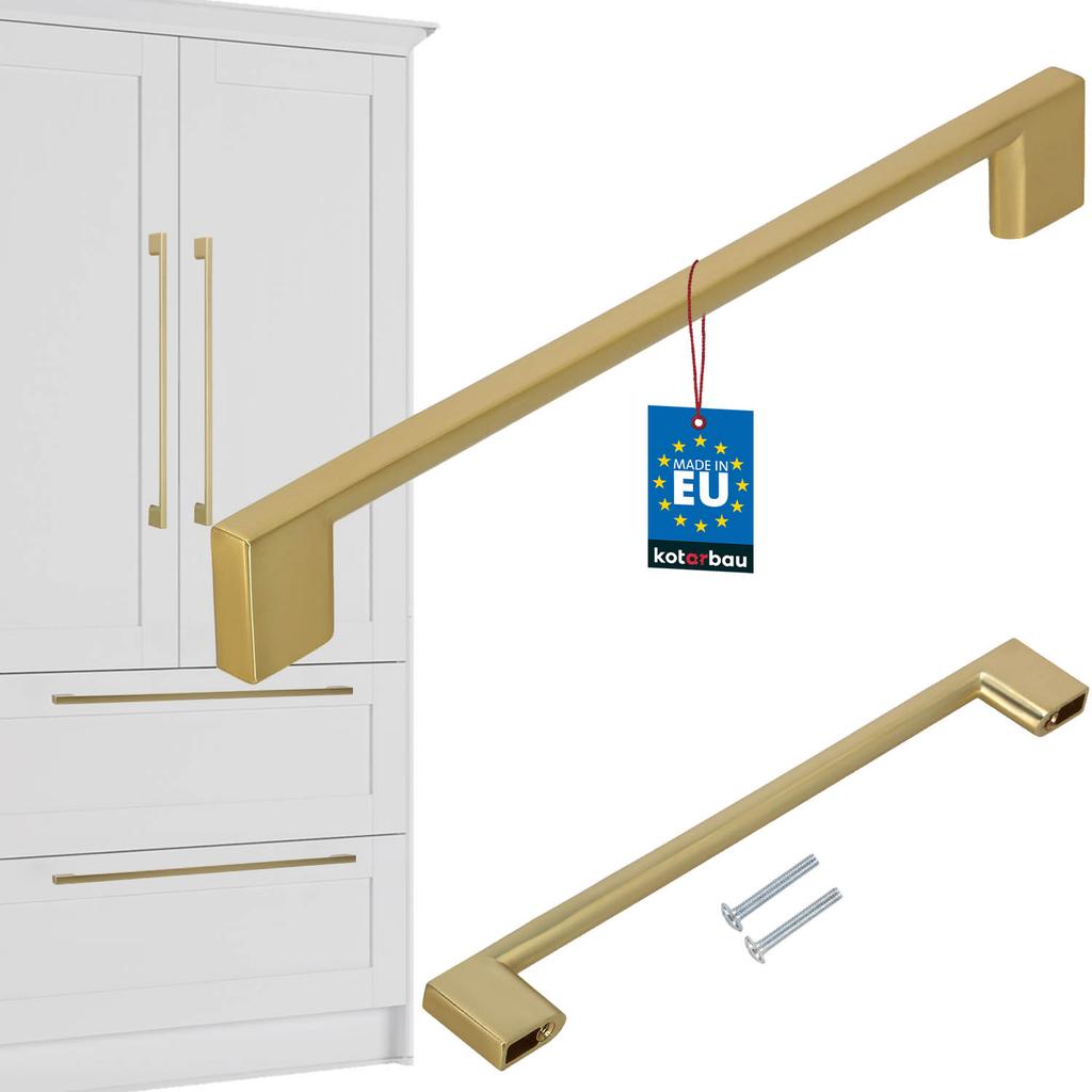 KOTARBAU® Kitchen Furniture Handle Classic Modern Oblong Long Matte Gold 221 MM Spacing 192 MM