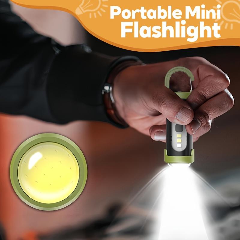 Mini Portable Keychain Flashlight Multifunction COB Work Light 4 Modes Emergency Rechargeable Light for Walking Searching Hiking