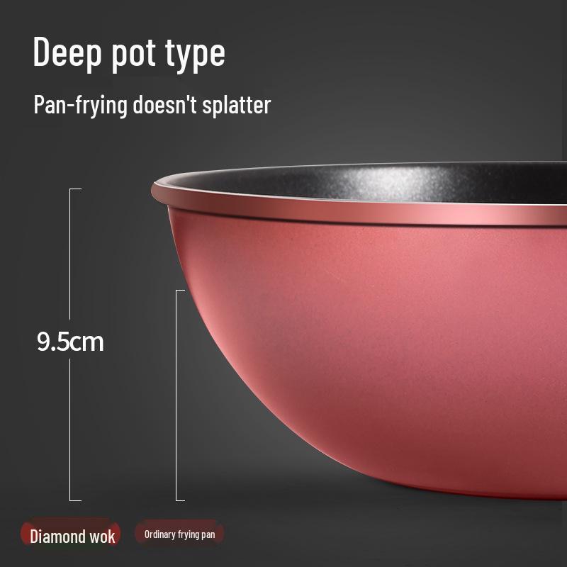 Macar's Diamond Non-Stick Flat-Bottom Wok - Fume-Free, Oilless Iron Cookware for Stovetops