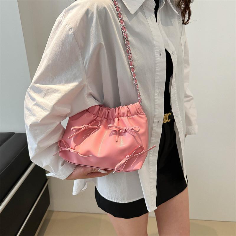 Small Chain Shoulder Crossbody Bag 2024 New Spring Korean Style Street Chic Pu Bucket Bag