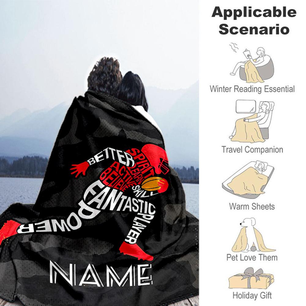 Rugby13 Personalized Name Blanket Multi-purpose Customizable Blanket Ultra-Soft Throw For Chair Seaside Bedding Picnics Ideal for All Seasons
