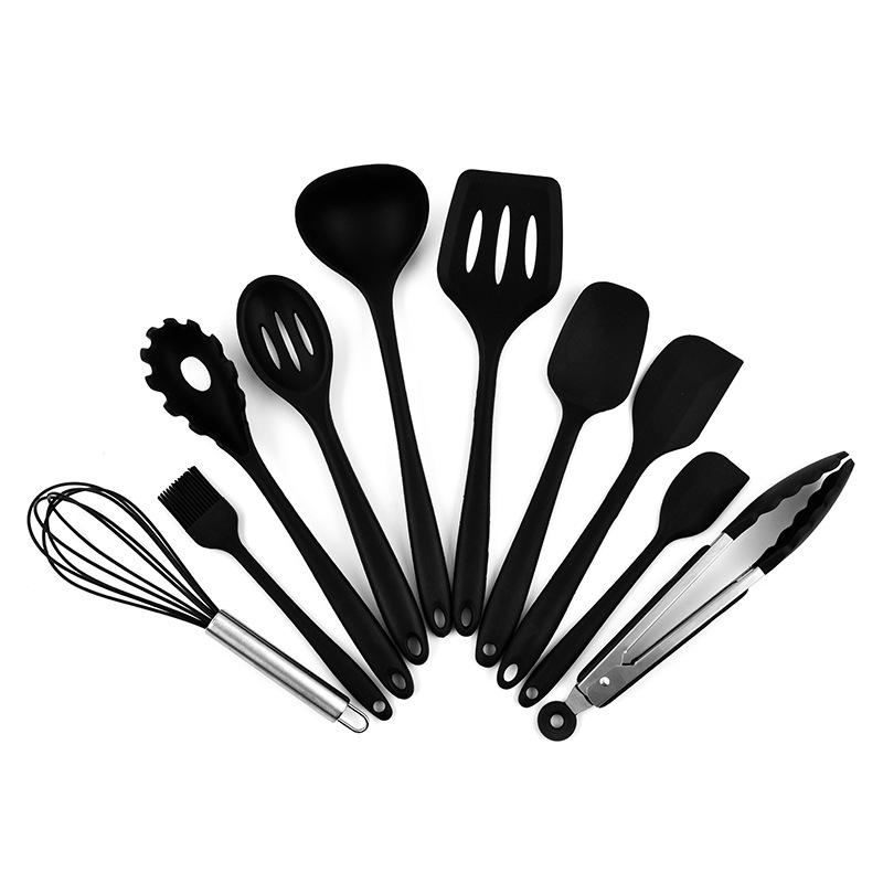 

Набор силиконовой кухонной утвари «все включено» Силиконовая кухонная утварь Кухонные принадлежности Бытовая кухонная утварь Набор из 10 предметов Набор для выпечки Лопатка Кулинария All-inclusive silicone 10-piece set (black)