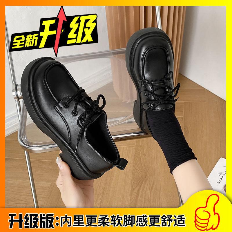 thick-soled French small leather shoes women's loafers 2025 new flat-soled height-increasing British-style versatile soft leather shoes