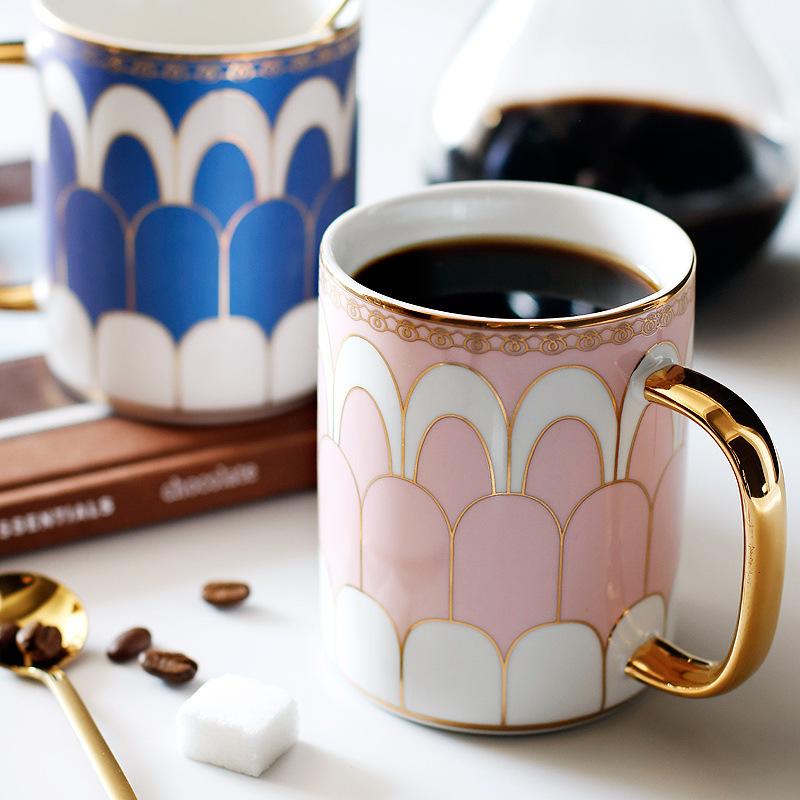 British European Ceramic Couple Water Cup Afternoon Tea Light Luxury Cup Coffee Cup Belt