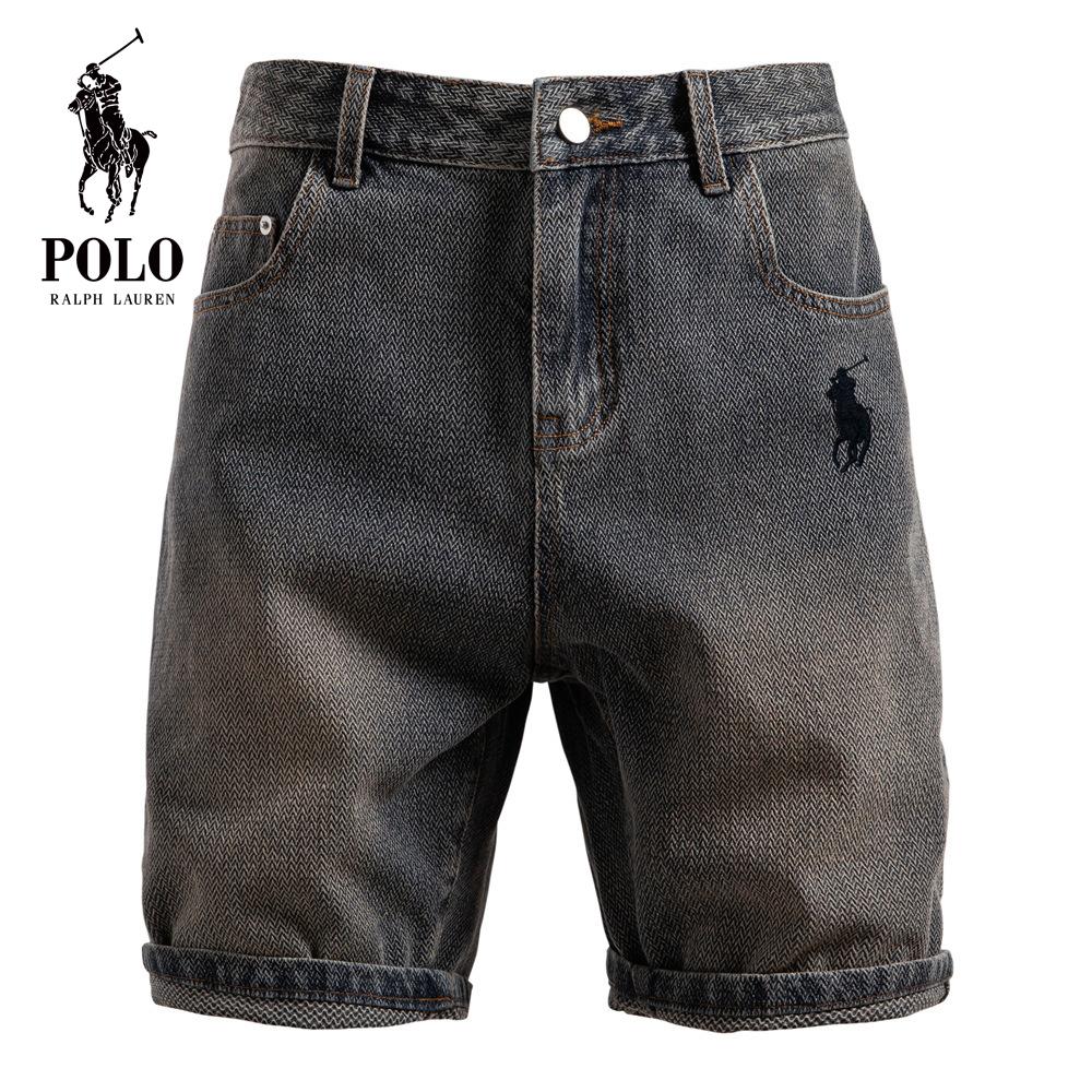 Ralph Lauren Yaz Nakışlı Yeni Ürün Yıldızlı Gökyüzü Desenli Kot Şort Erkek, Retro Düz Beş Paça Şort Erkek