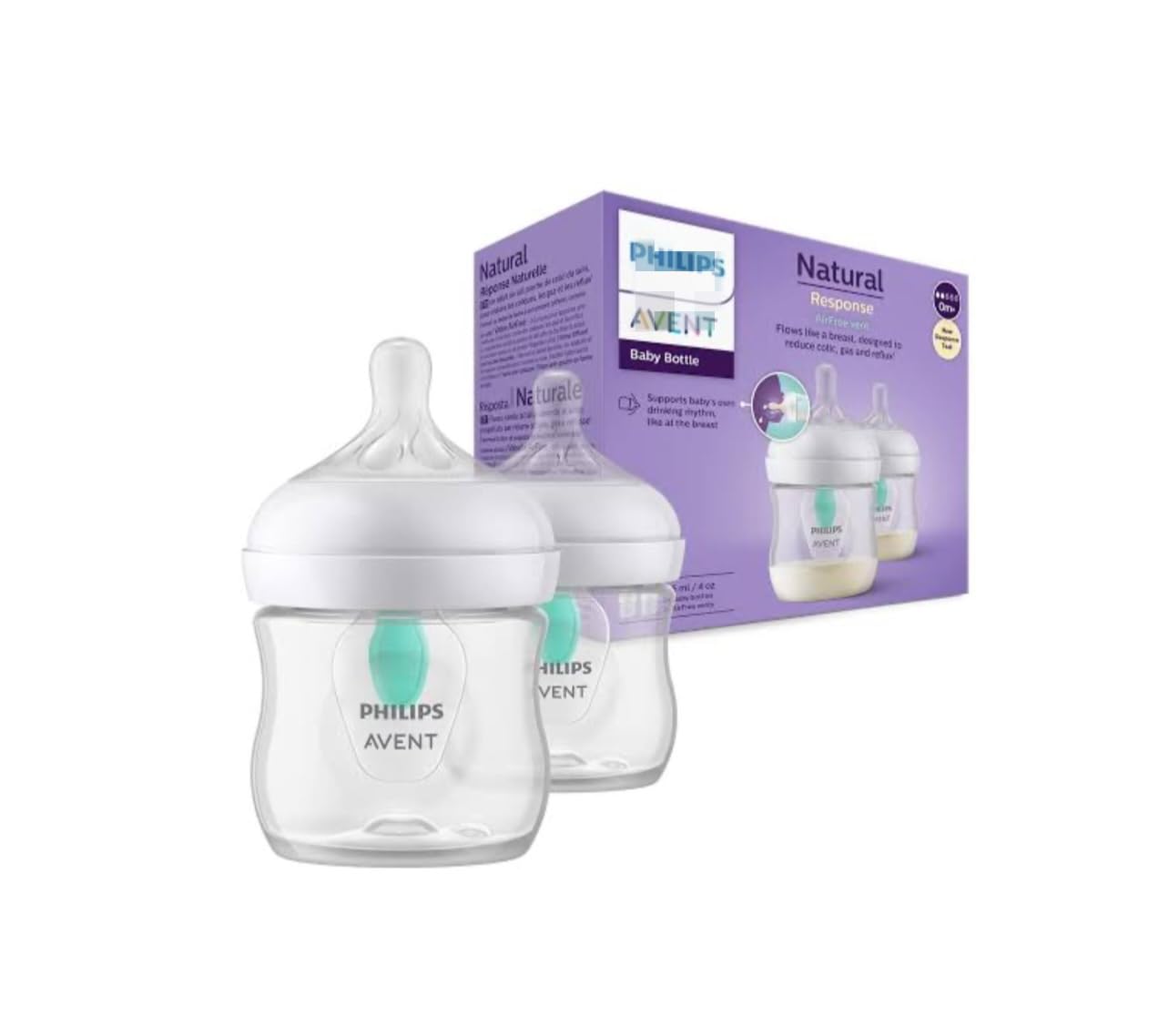 

Пляшечка Natural Response Airfree Vent 125 мл, 2 шт., пляшечка для легкого годування Natural Response Baby, 0 міс. + соска [Артикул]