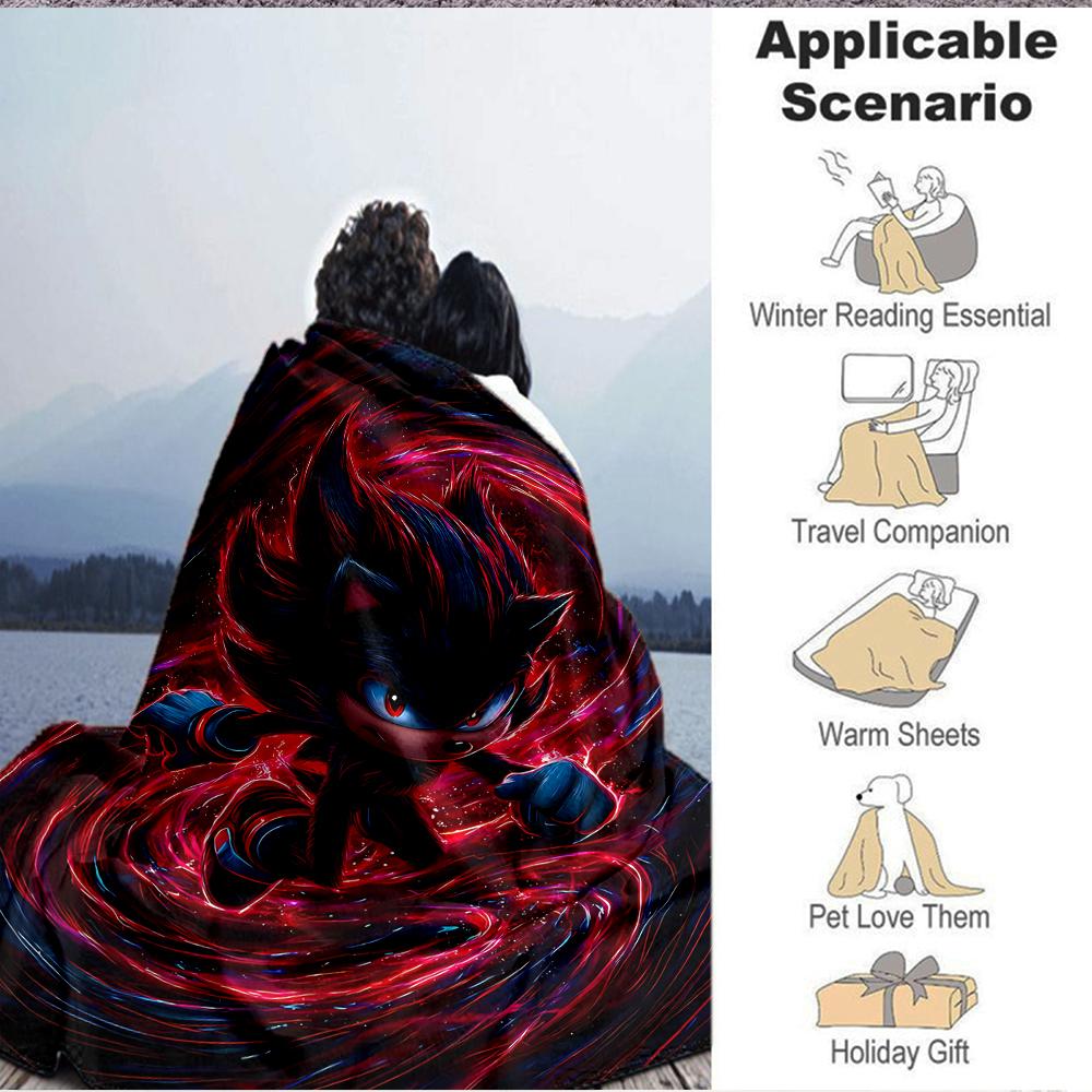1Pc Dark Sonic Flannel Blanket, Soft And Comfortable, Casual Warm, Camping Travel, Christmas, Halloween Xmas Gift L1524
