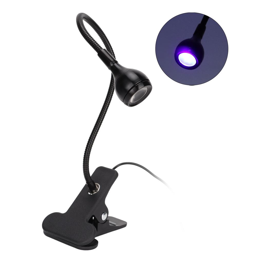 3W UV Glue Curing Lamp Adjustable Aluminum Alloy ABS USB Led Light Ultraviolet Lamp with Clip Control Switch Gooseneck