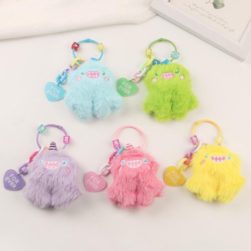 Cute Monsters Plush Keychain Uniqu Stuffed Doll Keyring for Kid Adult Keyring Decoration Green Monsters Pendant Keychain