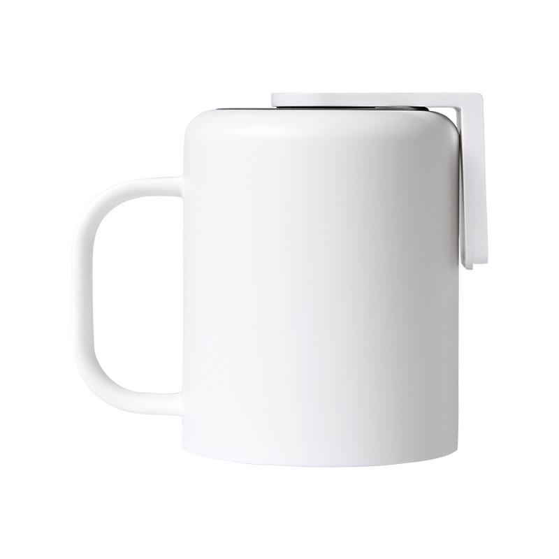 Wall-Mounted Magnetic Mouthwash and Toothbrush Cup with Handle - Punch-Free Plastic Design
