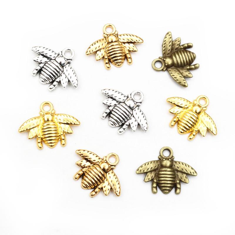 30pcs Bee Charms 20x16mm Tibetan Silver Plated Bronze Gold Pendants Antique Jewelry Making DIY Handmade Craft