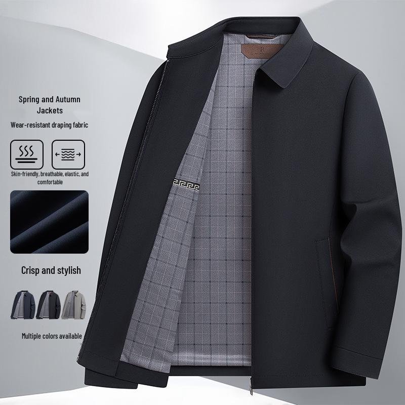 Men's Lapel Jacket 2026: Spring/Autumn Versatile Slim-fit Business Casual for Middle-aged Dads