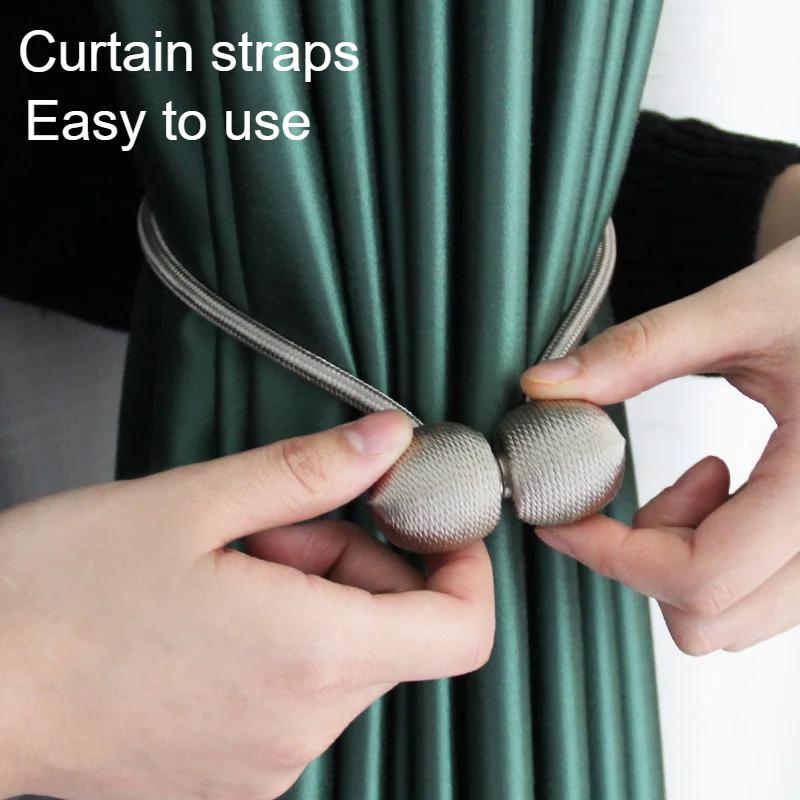 1PC Magnetic Ball Curtain Tiebacks Tie Rope Accessory Rods Accessoires Backs Holdbacks Buckle Clips Hook Holder Home Decor