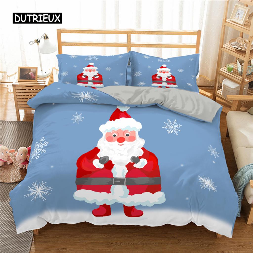 Santa Claus Print Duvet Cover for Adult Kids Microfiber Bedding Set Pillowcase Christmas Decor Quilt Cover 2/3pcs King Twin Size