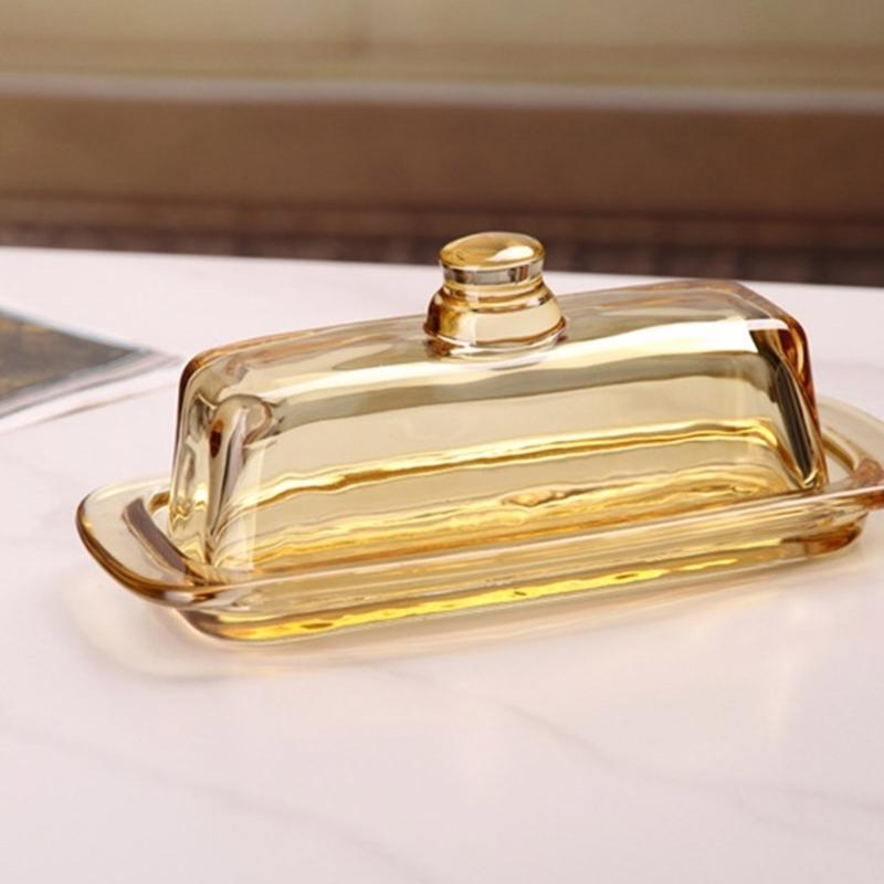 Glass Butter Dish Lid Included Elegant Plate for Butter Storage and Snacks Serving Practical Kitchen Tool