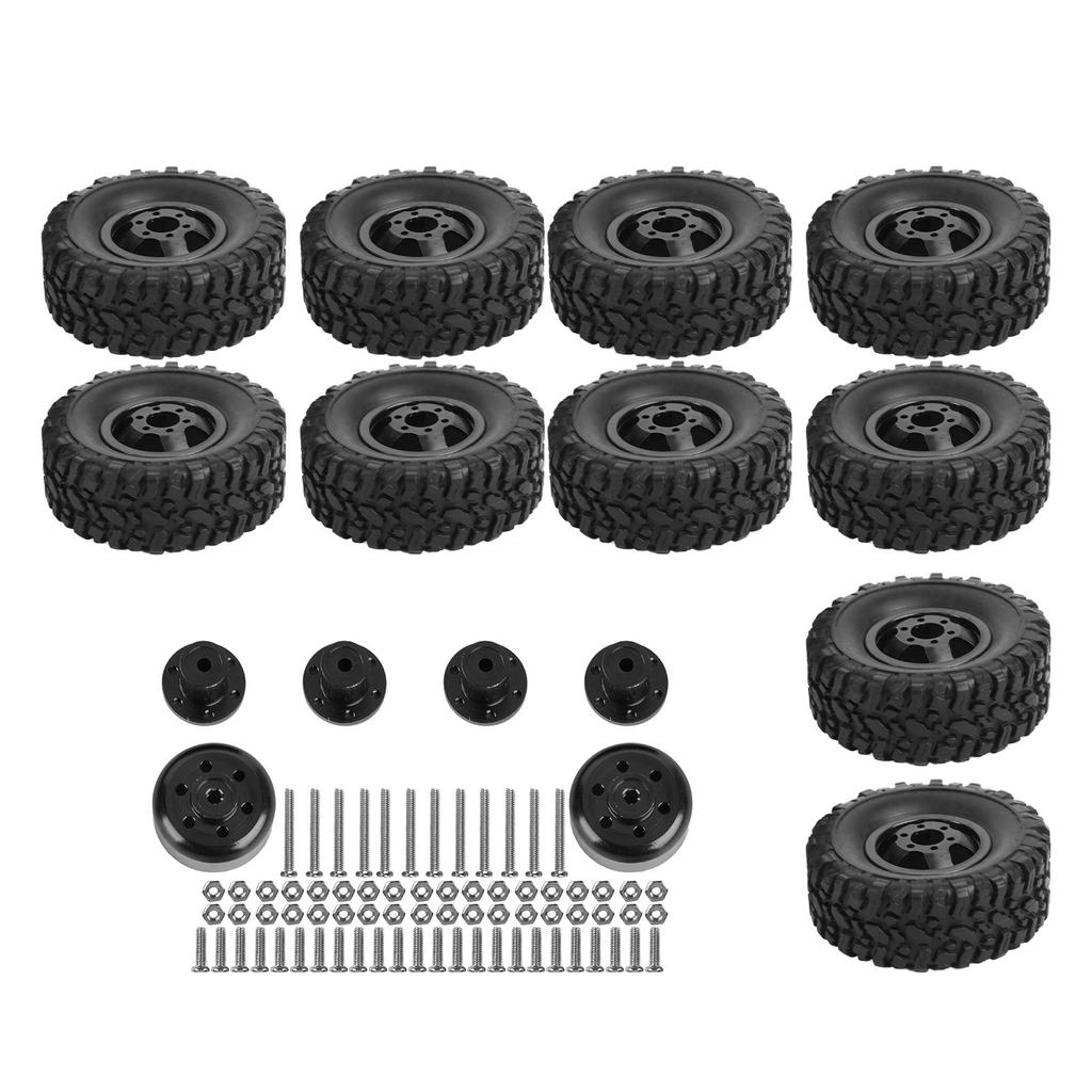 6WD Rubber Tires Aluminum Alloy Wheel Hub for WPL B24 B36 1 16 RC Car Upgrade PartBlack
