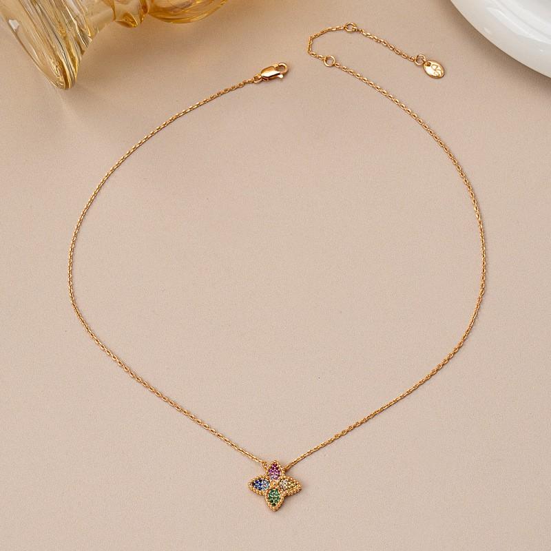 Geometric Zircon Pendant Necklace Earring Set In Copper Alloy Lightweight Luxury Fashion Jewelry Women Men Necklace