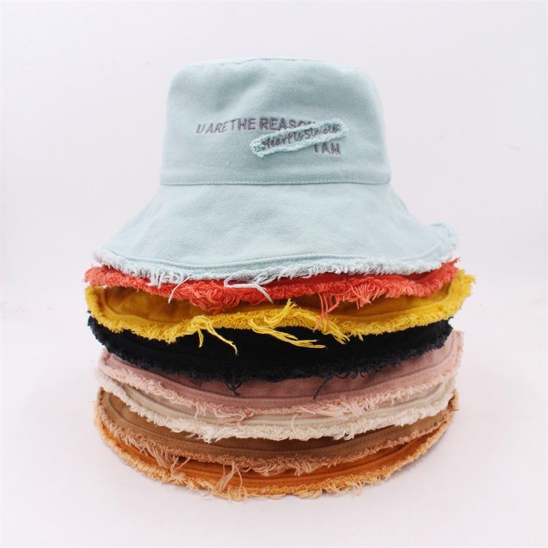 Spring and Summer New Sunscreen Sun Hat Women's Outdoor Versatile Sunshade Bucket Hat Korean Version Embroidered Letter Hat