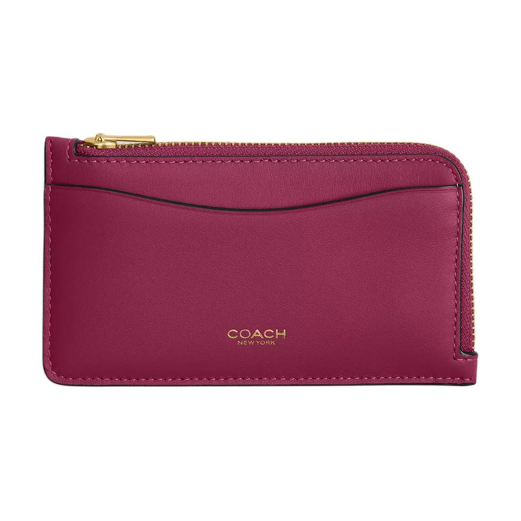 New COACH Calfskin Card Holder Mini Women's Dark Red CZ112-B4PK