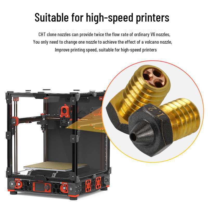 E3D V6 3D Printer High Flow Brass Nozzle, Hardened Steel Copper-Plated CHT Extruder Head, Clearance Sale.