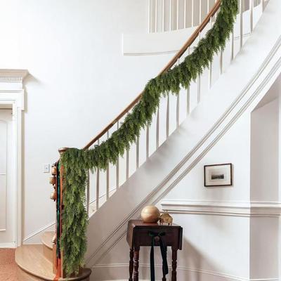 1.8/2.7m Artificial Norfolk Pine Garlands Wall Hanging Green Christmas Pine Wreath Soft PE Cedar Greenery Rattan