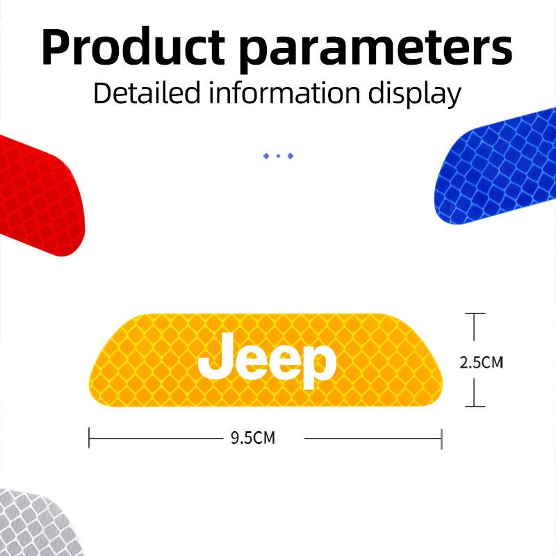 4Pcs Car Door Reflective Stickers Safety Warning Mark For Jeep Wrangler Rubicon Renegade Compass Grand Cherokee Patriot Liberty