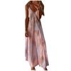 Fashion Women Sexy Plus Size Tie-dye Print Sleeveless V-Neck Camisole Long Dress