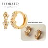 Perforation 925 Silver Ear Needle Minimalist Hoop Earrings Metallic Gold Earrings For Women CZ Fashion Jewelry