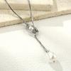 Women Simple Long Tassel Pearl Pendant Necklace Luxury Adjustable Sweater Chain