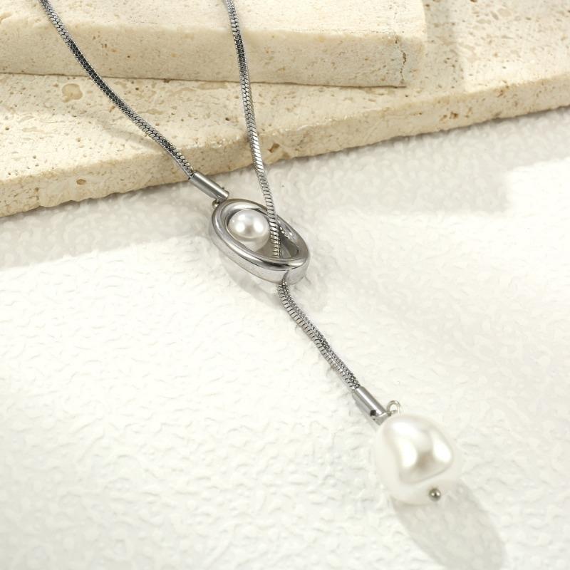 Women Simple Long Tassel Pearl Pendant Necklace Luxury Adjustable Sweater Chain