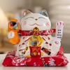 Electric Waving Lucky Cat Ceramic Ornament for Home, Living Room, Shop, or Cashier Desk.
