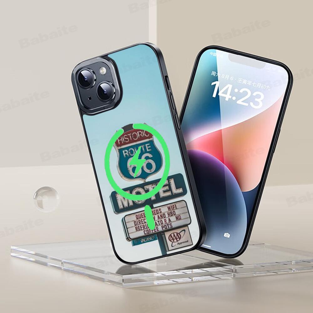 

America Route 66 Phone Case Magnetic Case For IPhone 16 14 13 12 11 15 Pro Max Plus For Magsafe Wireless Charge Cover iPhone 12