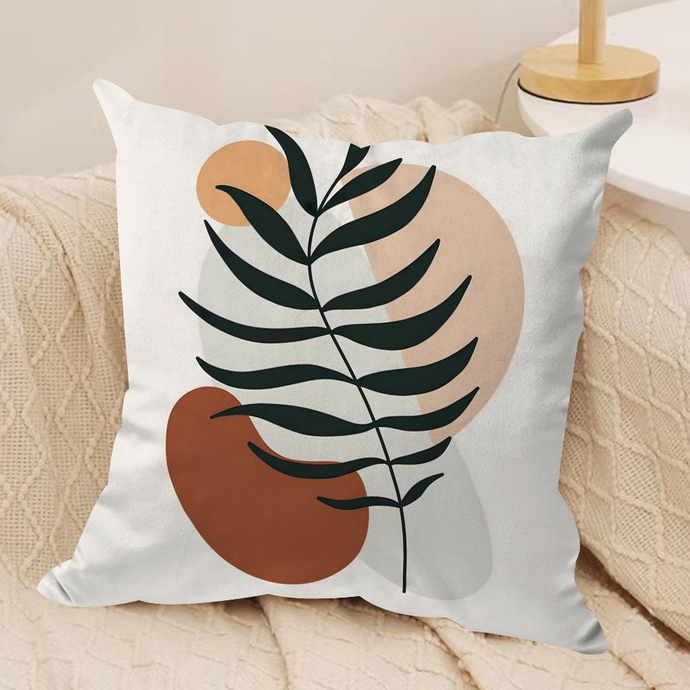 Rustic Geometric Floral Cushion Cover Soft Plush Fabric DoubleSided Printed Sofa Cushion Cover for All Seasons Home Decor Gift