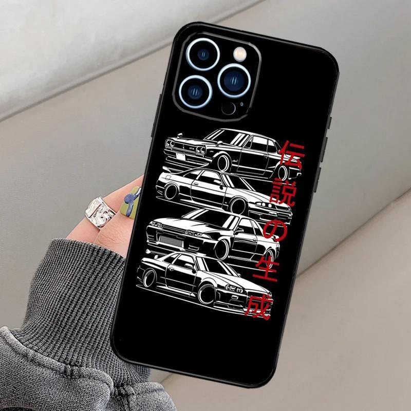 iPhone15Pro Max Mobile Phone Case GTR Sports Car JDM Mobile Phone Case Is Sent On Behalf of Others, Painted and Anti-drop.