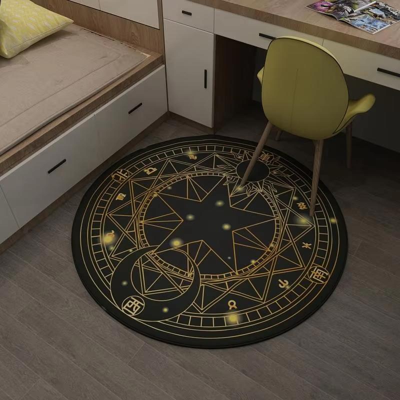 Bedroom Decor Pink Magic Star Array Carpet Living Room Balcony Non-slip Floormats Cartoon Circular Bedside Area Carpets Rugs