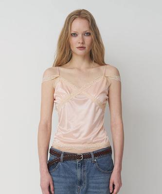 Peulipeopeulipeo Double Strap Lace Camisole (Pink)